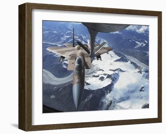 F-15C Eagle Aircraft from behind a KC-135R Stratostanker over the Pacific Alaskan Range-Stocktrek Images-Framed Photographic Print