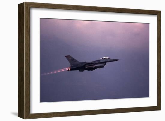 F-16 Fighting Falcon Takes Off on a Combat Mission in Former Yugoslavia, April 1999-null-Framed Photo