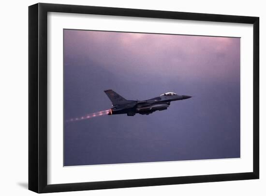 F-16 Fighting Falcon Takes Off on a Combat Mission in Former Yugoslavia, April 1999-null-Framed Photo