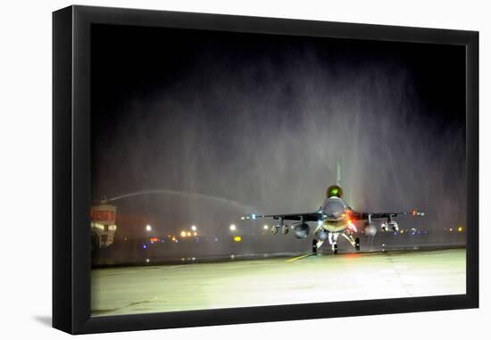 F-16 Fighting Falcon (Touch Down at Night) Art Poster Print-null-Framed Poster
