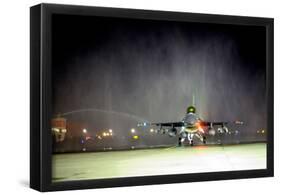 F-16 Fighting Falcon (Touch Down at Night) Art Poster Print-null-Framed Poster