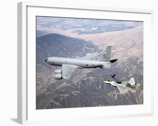 F-22 Raptor Receives Fuel from a KC-135 Stratotanker-Stocktrek Images-Framed Photographic Print