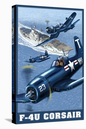 F-4U Corsair-Lantern Press-Stretched Canvas