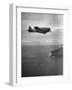 F-6 Hellcat Fighter Plane over Tanahmera Bay as Japanese Airfields at Hollandia, New Guinea-J^ R^ Eyerman-Framed Photographic Print