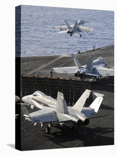 F-A-18 Hornets Prepare to Launch from the Flight Deck of USS Nimitz-null-Stretched Canvas