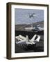 F-A-18 Hornets Prepare to Launch from the Flight Deck of USS Nimitz-null-Framed Premium Photographic Print