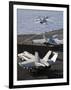 F-A-18 Hornets Prepare to Launch from the Flight Deck of USS Nimitz-null-Framed Photographic Print