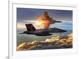 F/A-18 Super Hornets (Flying in Sunlight)-null-Framed Photo