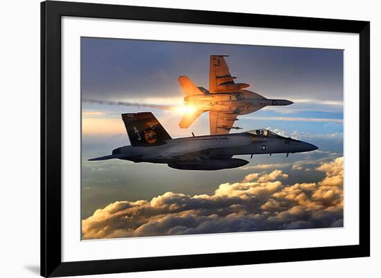 F/A-18 Super Hornets (Flying in Sunlight)-null-Framed Photo