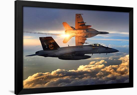 F/A-18 Super Hornets (Flying in Sunlight)-null-Framed Photo