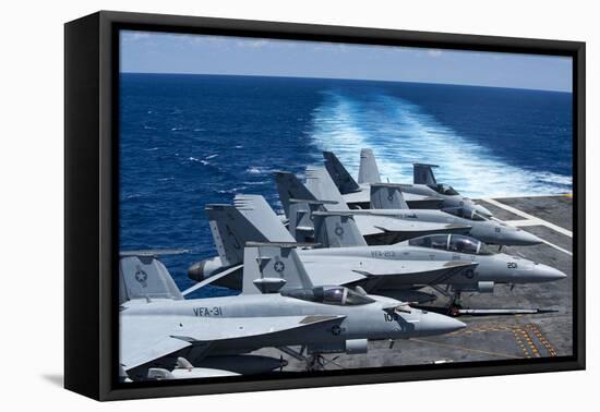 F-A-18 Super Hornets on the Flight Deck of USS George H.W. Bush-null-Framed Stretched Canvas