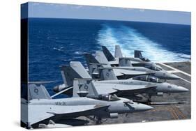 F-A-18 Super Hornets on the Flight Deck of USS George H.W. Bush-null-Stretched Canvas