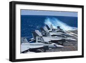 F-A-18 Super Hornets on the Flight Deck of USS George H.W. Bush-null-Framed Premium Photographic Print