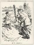 WW1 - Cartoon - the Prussian Bully and Blind Side-F.h. Townsend-Framed Art Print