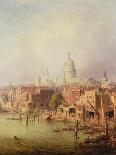 Queenhithe - St. Paul's in the Distance, 1860-F. Lloyds-Framed Stretched Canvas