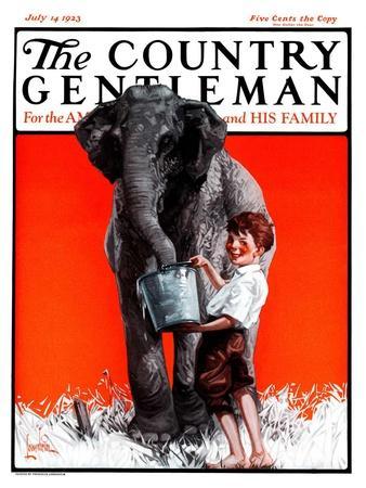 "Watering the Elephant," Country Gentleman Cover, July 14, 1923