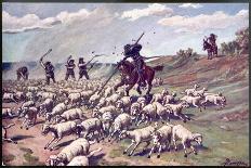 Don Quixote the Adventure with the Sheep-F. Panizza-Stretched Canvas