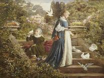 Feeding the Doves-F. Sydney Muschamp-Stretched Canvas