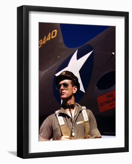 F.W. Hunter, World War II Army Test Pilot, circa 1942-Alfred T^ Palmer-Framed Photo