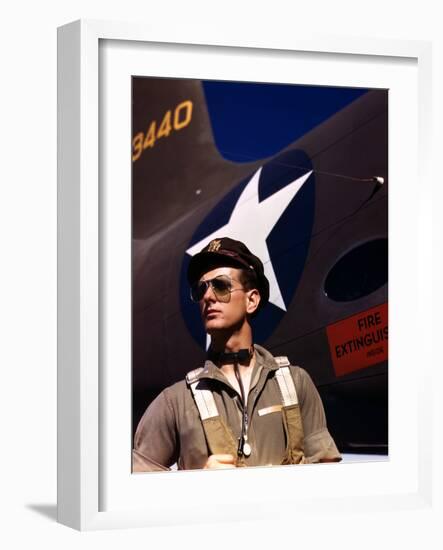 F.W. Hunter, World War II Army Test Pilot, circa 1942-Alfred T^ Palmer-Framed Photo