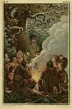 Natives of a Cold Country Sitting Round a Fire-F W Linger-Mounted Art Print