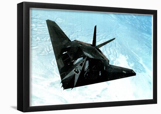 F117-A Stealth Fighter (In Air) Art Poster Print-null-Framed Poster