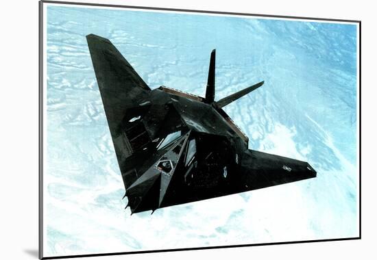 F117-A Stealth Fighter (In Air) Art Poster Print-null-Mounted Poster