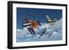 F4U Corsair Aircraft and Japanese Nakajima Fighter Planes in Aerial Combat-null-Framed Premium Giclee Print