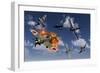 F4U Corsair Aircraft and Japanese Nakajima Fighter Planes in Aerial Combat-null-Framed Art Print