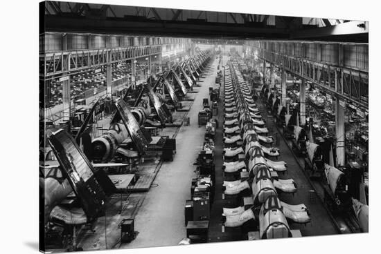 F4U Corsair Production Line-null-Stretched Canvas