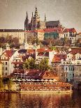 Vintage Retro Hipster Style Travel Image of Mala Strana and  Prague Castle over Vltava River with G-f9photos-Photographic Print
