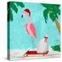 Fa La La La Flamingo Holiday II-Julie DeRice-Stretched Canvas