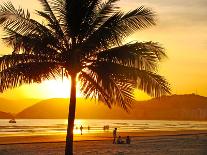 Beautiful Golden Sunset On The Beach Of The City Of Santos In Brazil-fabio fersa-Mounted Photographic Print