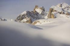 View of snow covered mountain range, Pale di San Martino, Dolomites, Italian Alps-Fabio Pupin-Photographic Print