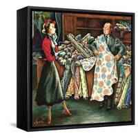 "Fabric Store," May 22, 1948-Constantin Alajalov-Framed Stretched Canvas