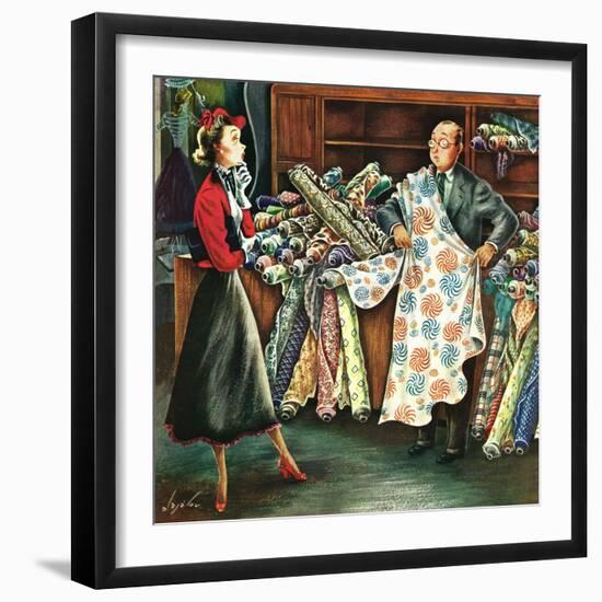 "Fabric Store," May 22, 1948-Constantin Alajalov-Framed Premium Giclee Print