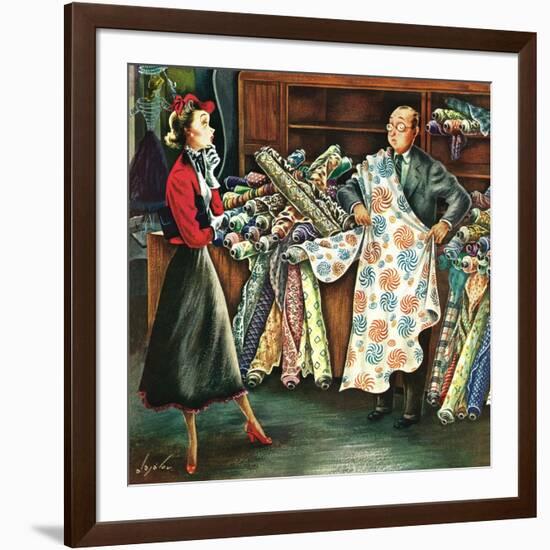 "Fabric Store," May 22, 1948-Constantin Alajalov-Framed Giclee Print