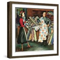 "Fabric Store," May 22, 1948-Constantin Alajalov-Framed Giclee Print