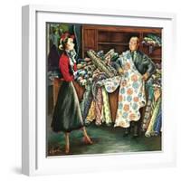 "Fabric Store," May 22, 1948-Constantin Alajalov-Framed Giclee Print