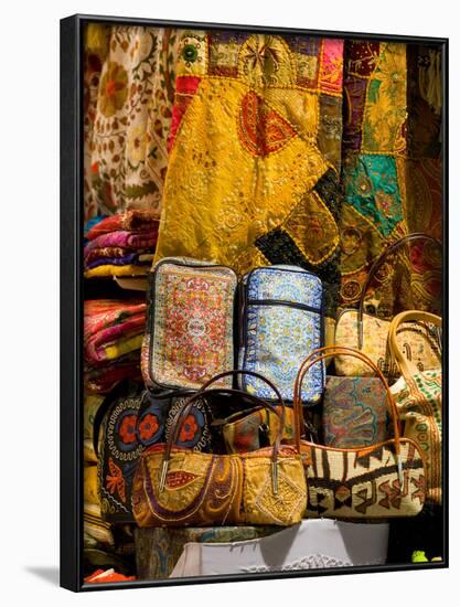 Fabrics for Sale, Vendor in Spice Market, Istanbul, Turkey-Darrell Gulin-Framed Photographic Print