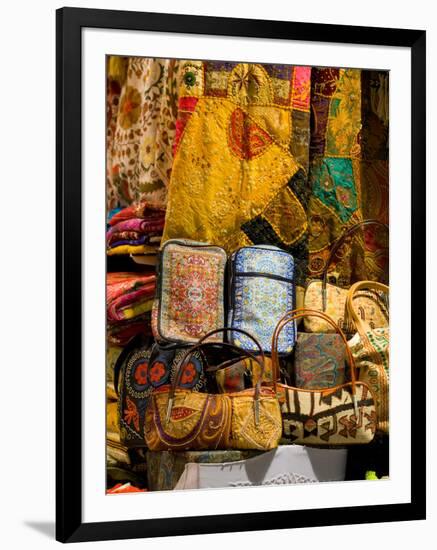 Fabrics for Sale, Vendor in Spice Market, Istanbul, Turkey-Darrell Gulin-Framed Photographic Print