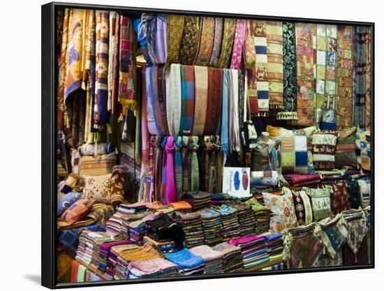 Fabrics, Rugs, Scarves, Cushions for Sale, Grand Bazaar, Istanbul, Turkey, Europe-Martin Child-Framed Photographic Print