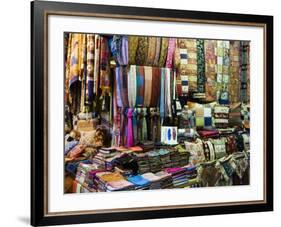 Fabrics, Rugs, Scarves, Cushions for Sale, Grand Bazaar, Istanbul, Turkey, Europe-Martin Child-Framed Photographic Print