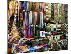 Fabrics, Rugs, Scarves, Cushions for Sale, Grand Bazaar, Istanbul, Turkey, Europe-Martin Child-Mounted Photographic Print