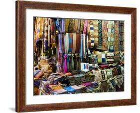 Fabrics, Rugs, Scarves, Cushions for Sale, Grand Bazaar, Istanbul, Turkey, Europe-Martin Child-Framed Photographic Print