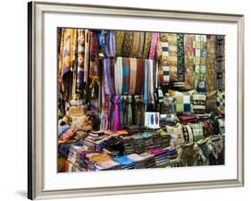 Fabrics, Rugs, Scarves, Cushions for Sale, Grand Bazaar, Istanbul, Turkey, Europe-Martin Child-Framed Photographic Print