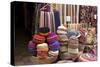 Fabrics, Tapestries, Cushions and Knitted Hats for Sale in the Souk, Essaouira, Morocco-Natalie Tepper-Stretched Canvas