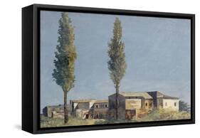 Fabriques à la villa Farnèse : les deux peupliers-Pierre Henri de Valenciennes-Framed Stretched Canvas