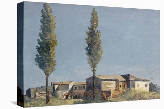 Fabriques à la villa Farnèse : les deux peupliers-Pierre Henri de Valenciennes-Stretched Canvas