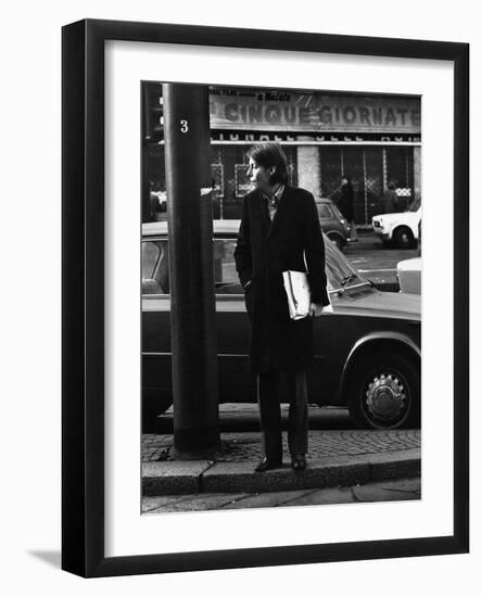 Fabrizio De André at Piazza Cinque Giornate in Milan-null-Framed Photographic Print